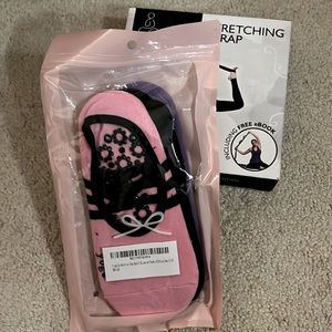 Yoga no slip socks (fits 5-10)package of two. YOLO Stretching Strap